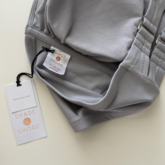 Shade & Shore Gray Ruched Bandeau Bikini Top|High-Waisted Bikini Bottom 2X. NWT - Picture 12 of 15